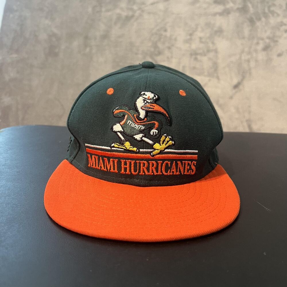 Miami Hurricanes Hat Cap Snapback Mens One Size Green NCAA Football New Era
